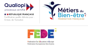 Logos Qualiopi, Fédération française des métiers du bien-être et FEDE